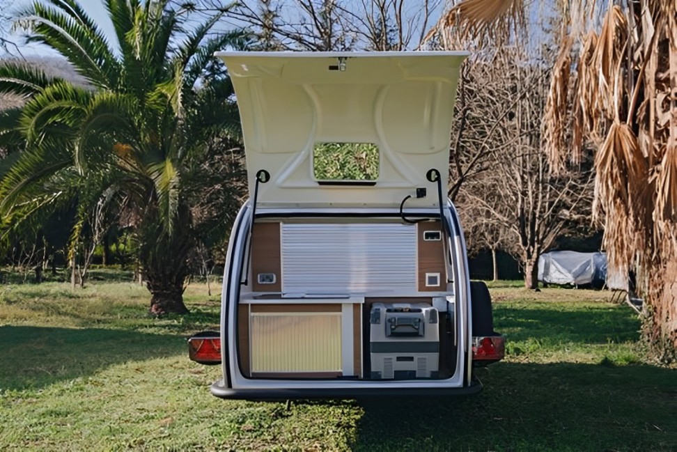 mini caravane teardrop cuisine arriere