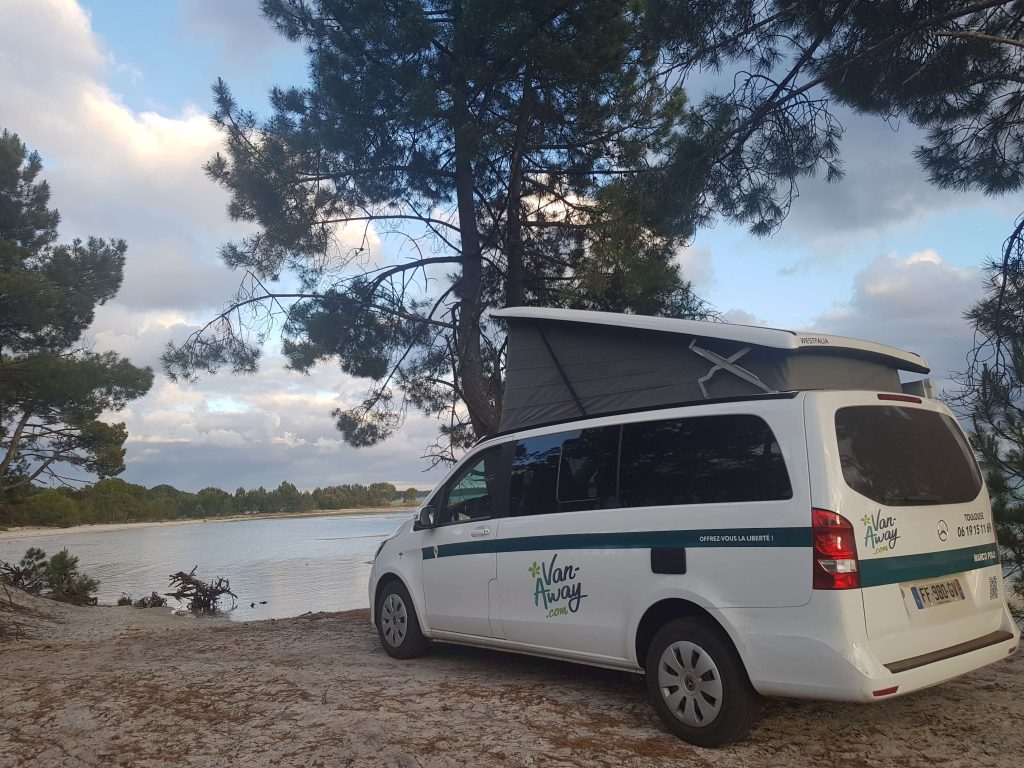 campervan plage arbre po