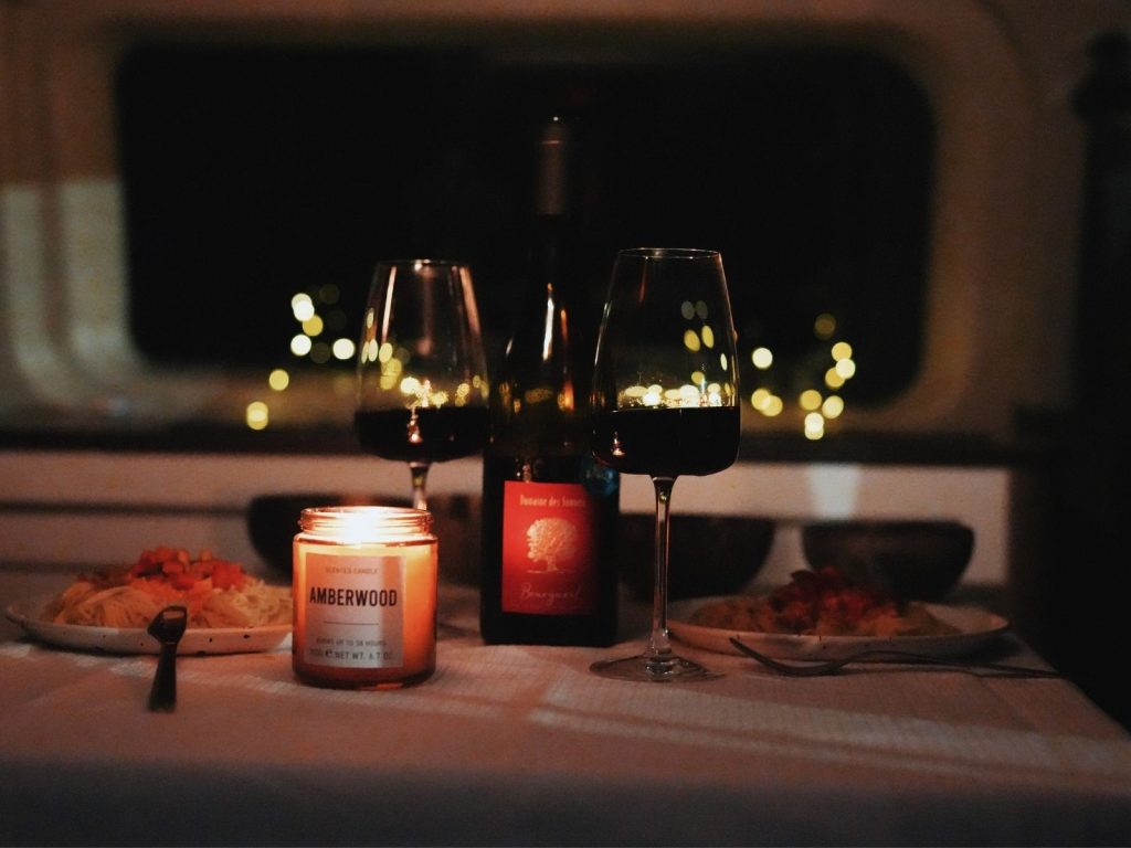 verres vin van amenage bougie romantique